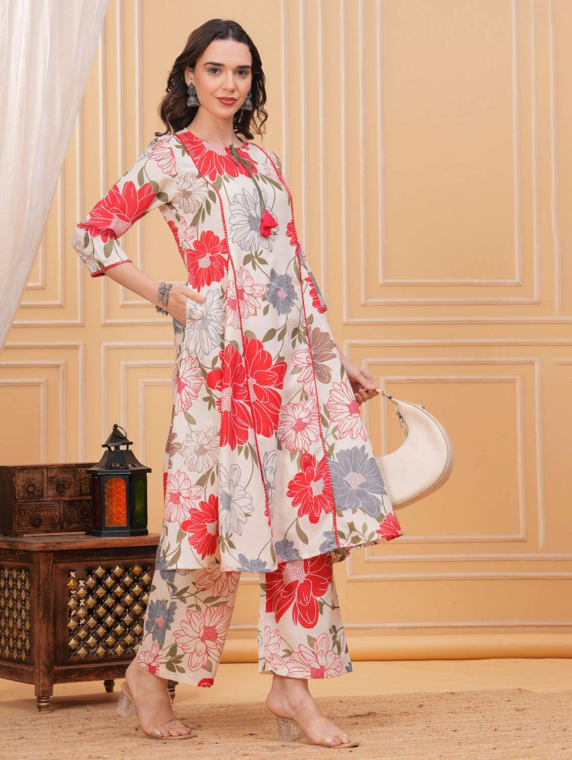 women floral print three quarter sleeve co-ord set - 22283055 -  Standard Image - 1