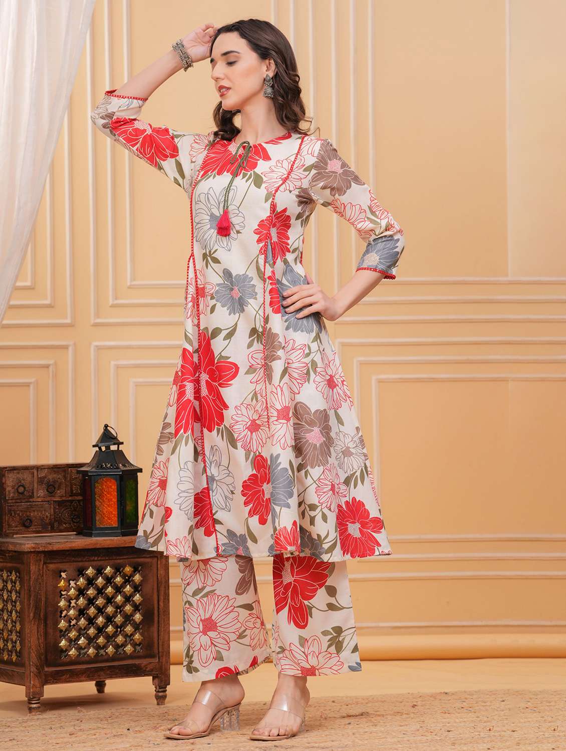 women floral print three quarter sleeve co-ord set - 22283055 -  Standard Image - 4