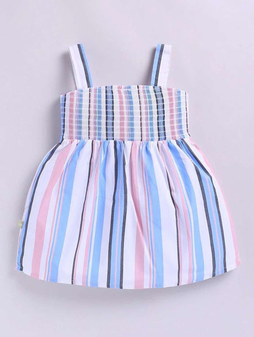 Girls Striped Shoulder Strap Flared Dress - 22283157 -  Standard Image - 1