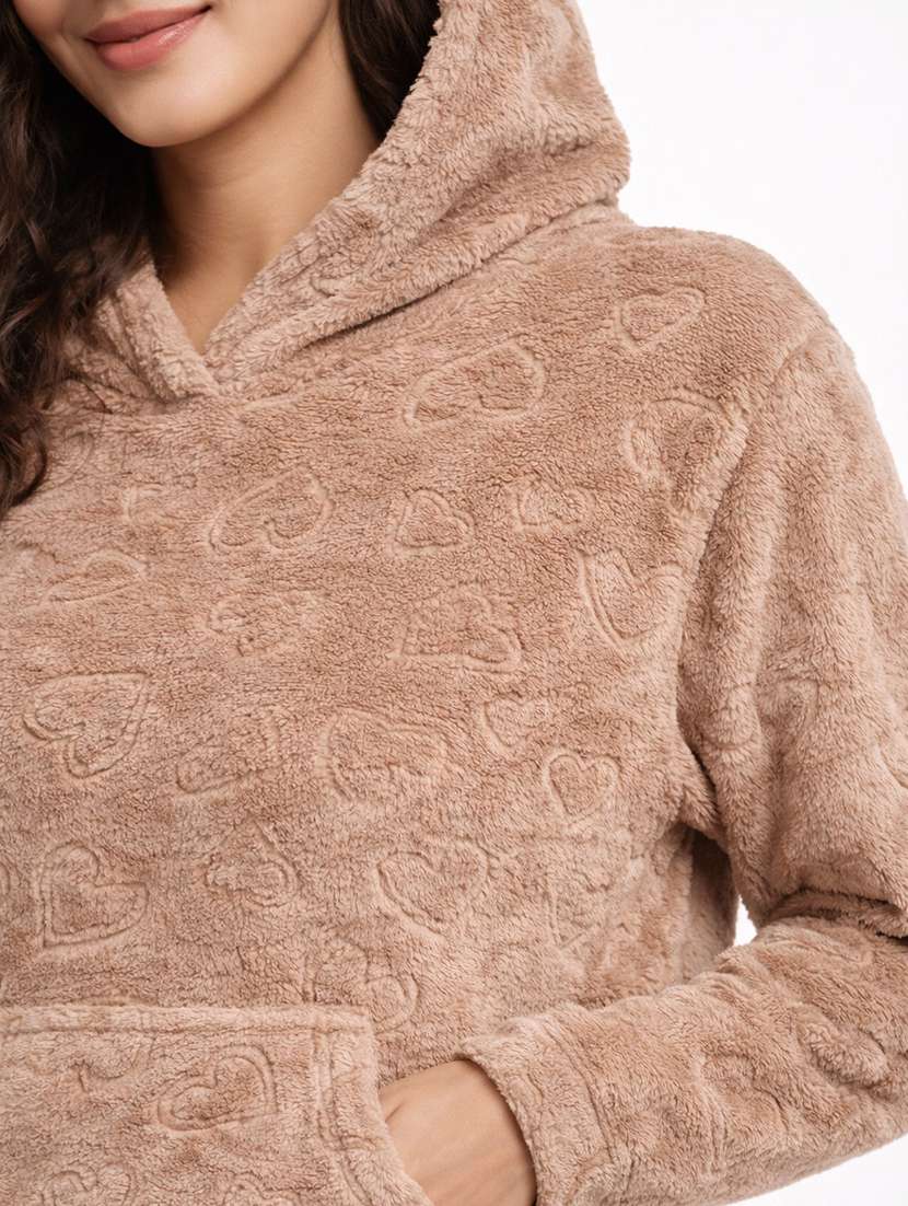 women solid long sleeve nightwear pyjama set - 22283324 -  Standard Image - 4