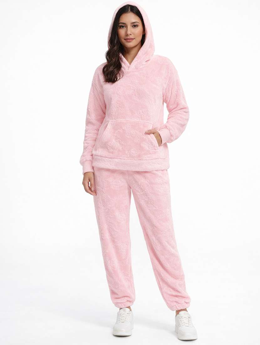 women solid long sleeve nightwear pyjama set - 22283327 -  Standard Image - 1