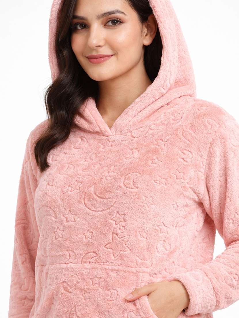 women solid long sleeve nightwear pyjama set - 22283328 -  Standard Image - 4