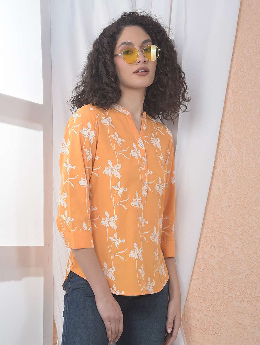 women printed puff sleeve regular top