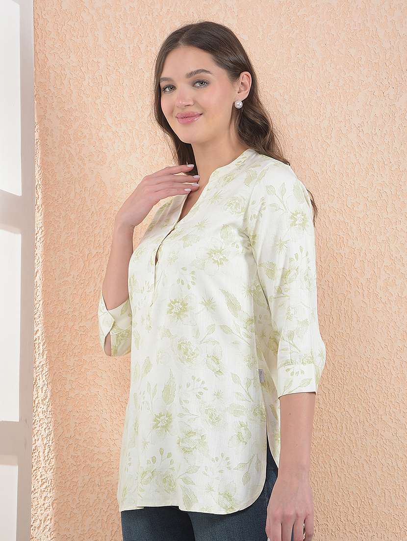 women printed three quarter sleeve kurti - 22283645 -  Standard Image - 1