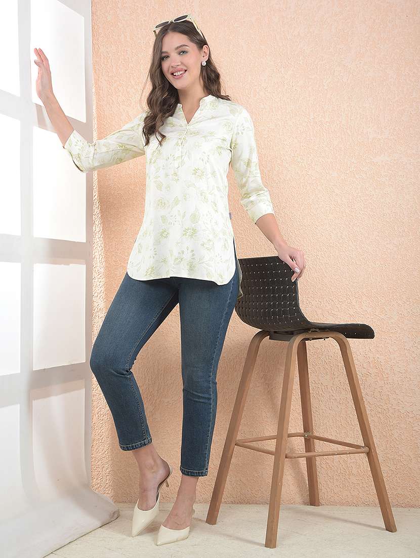 women printed three quarter sleeve kurti - 22283645 -  Standard Image - 4