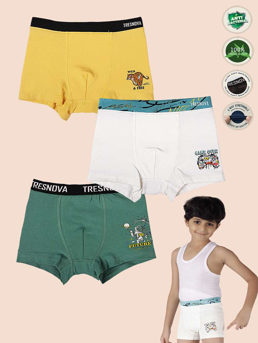 boys pack of 3 printed mid rise trunks - 22283666 -  Standard Image - 1