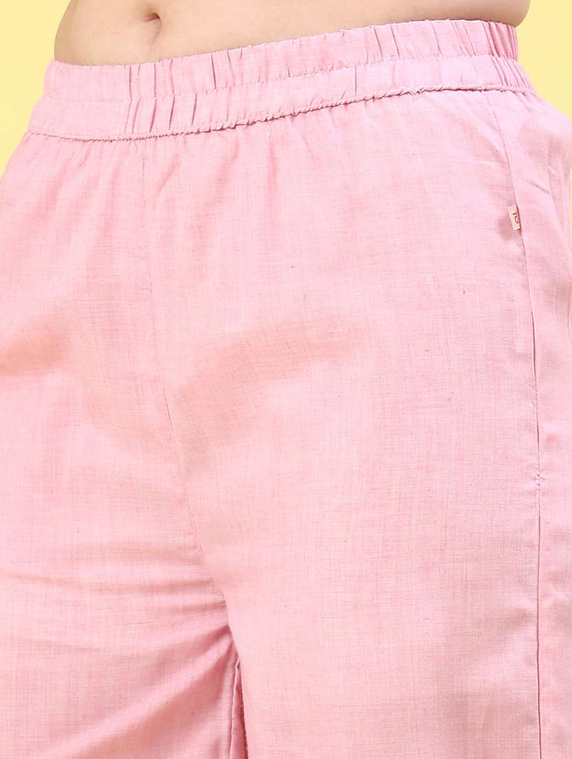 pink cotton flared palazzo - 22284486 -  Standard Image - 1