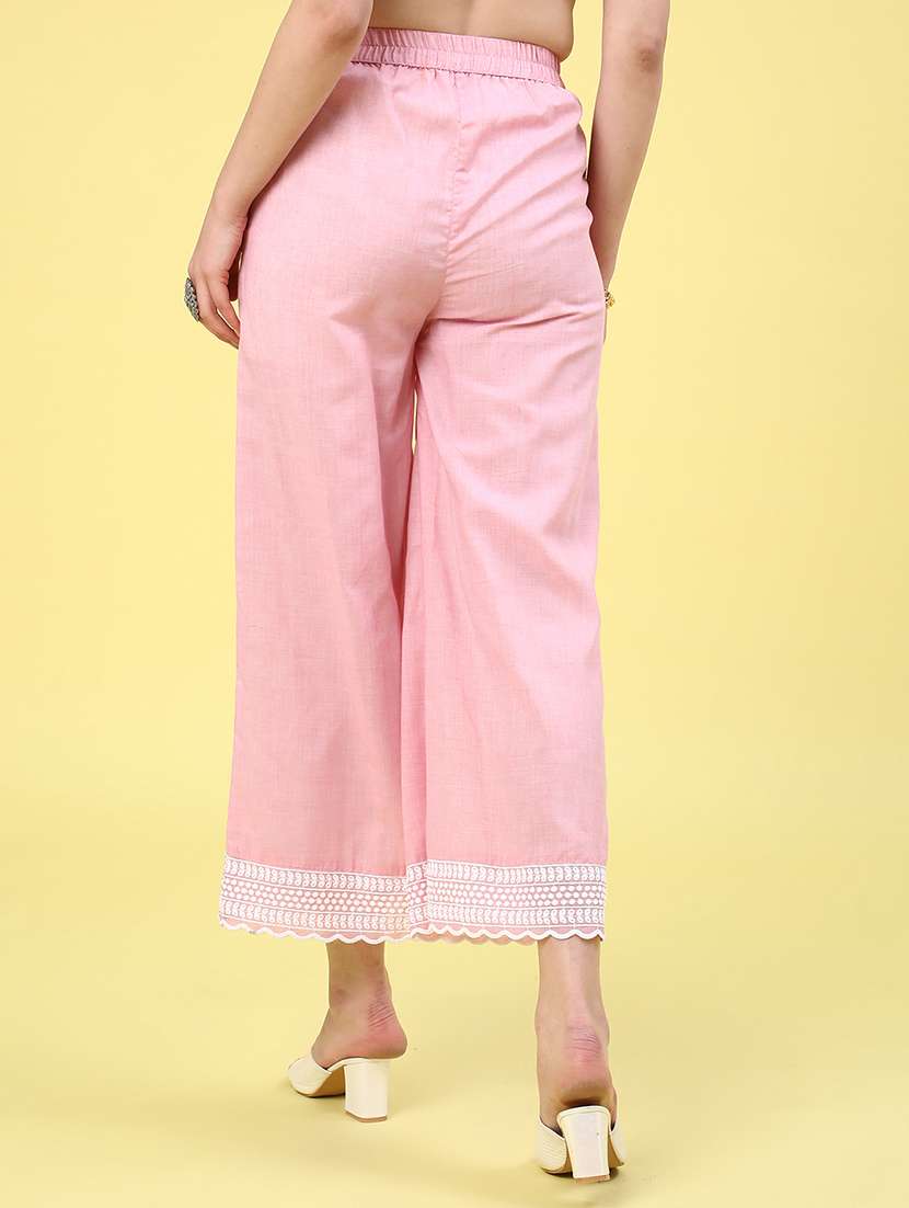 pink cotton flared palazzo - 22284486 -  Standard Image - 4
