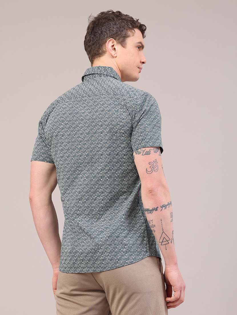 men printed short sleeve slim fit casual shirt - 22284781 -  Standard Image - 4