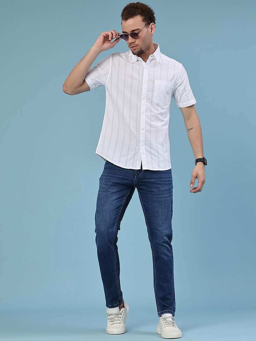 men textured short sleeve casual shirt - 22284785 -  Standard Image - 4