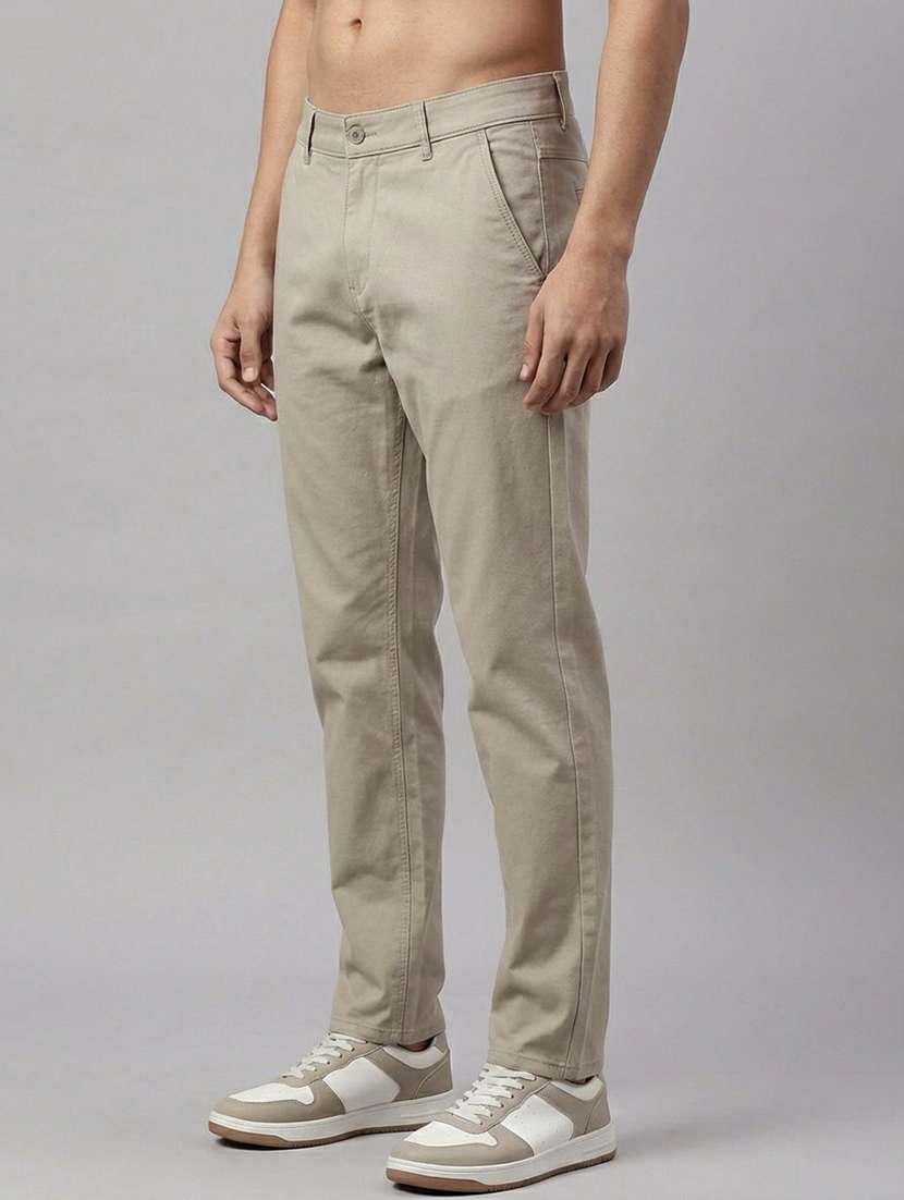 men solid mid rise chinos casual trouser - 22284827 -  Standard Image - 1