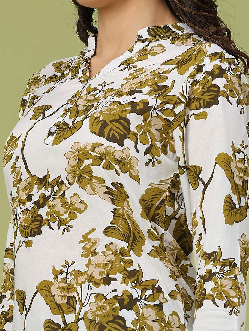 women printed three quarter sleeve straight top - 22284955 -  Standard Image - 1