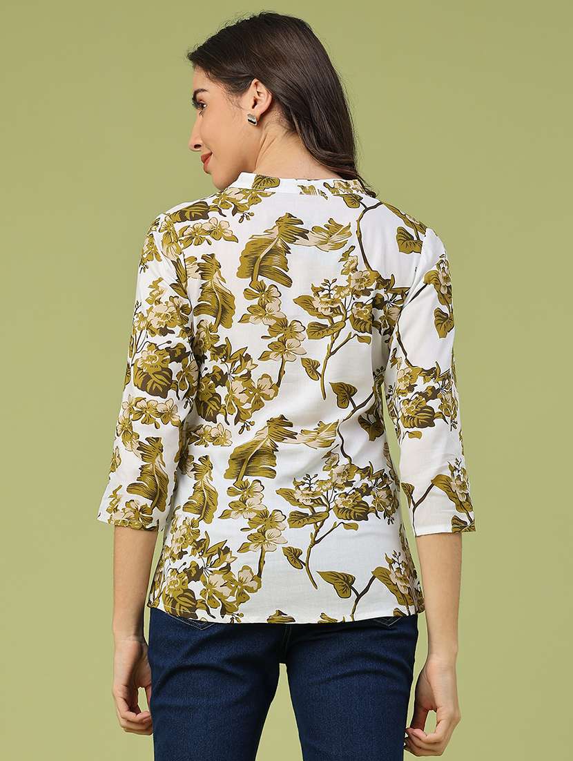 women printed three quarter sleeve straight top - 22284955 -  Standard Image - 4