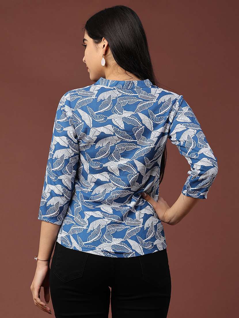 women printed three quarter sleeve top - 22284961 -  Standard Image - 4