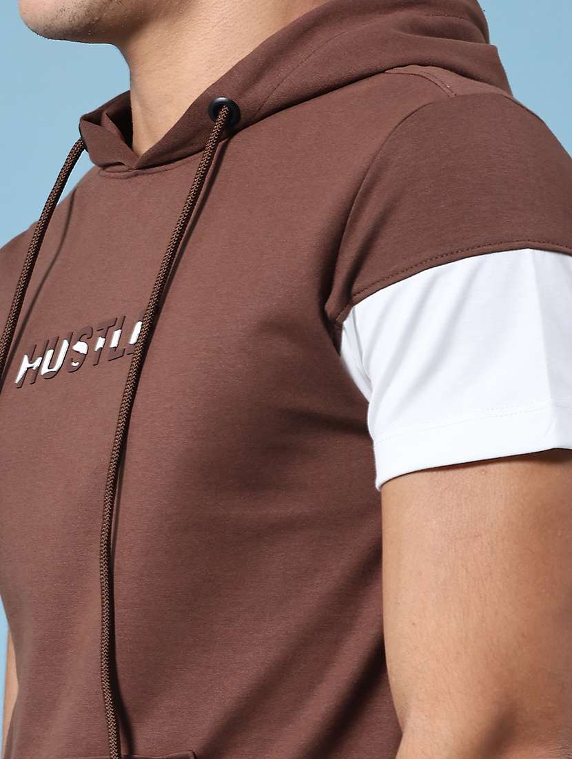 men brown cotton blend front print t-shirt - 22284963 -  Standard Image - 1