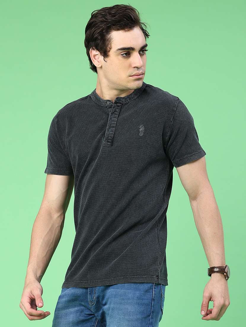 men grey cotton blend plain t-shirt - 22284964 -  Standard Image - 1