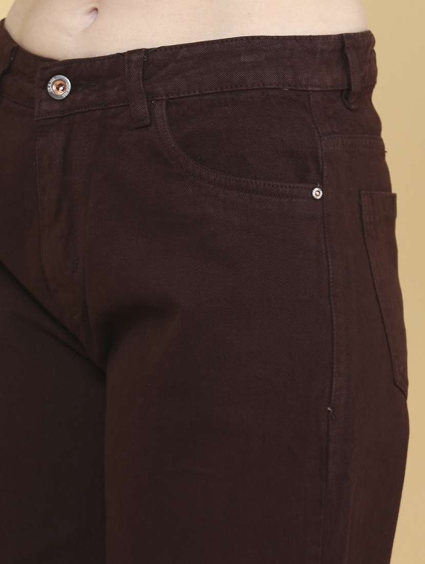 women brown cotton jean - 22284976 -  Standard Image - 1
