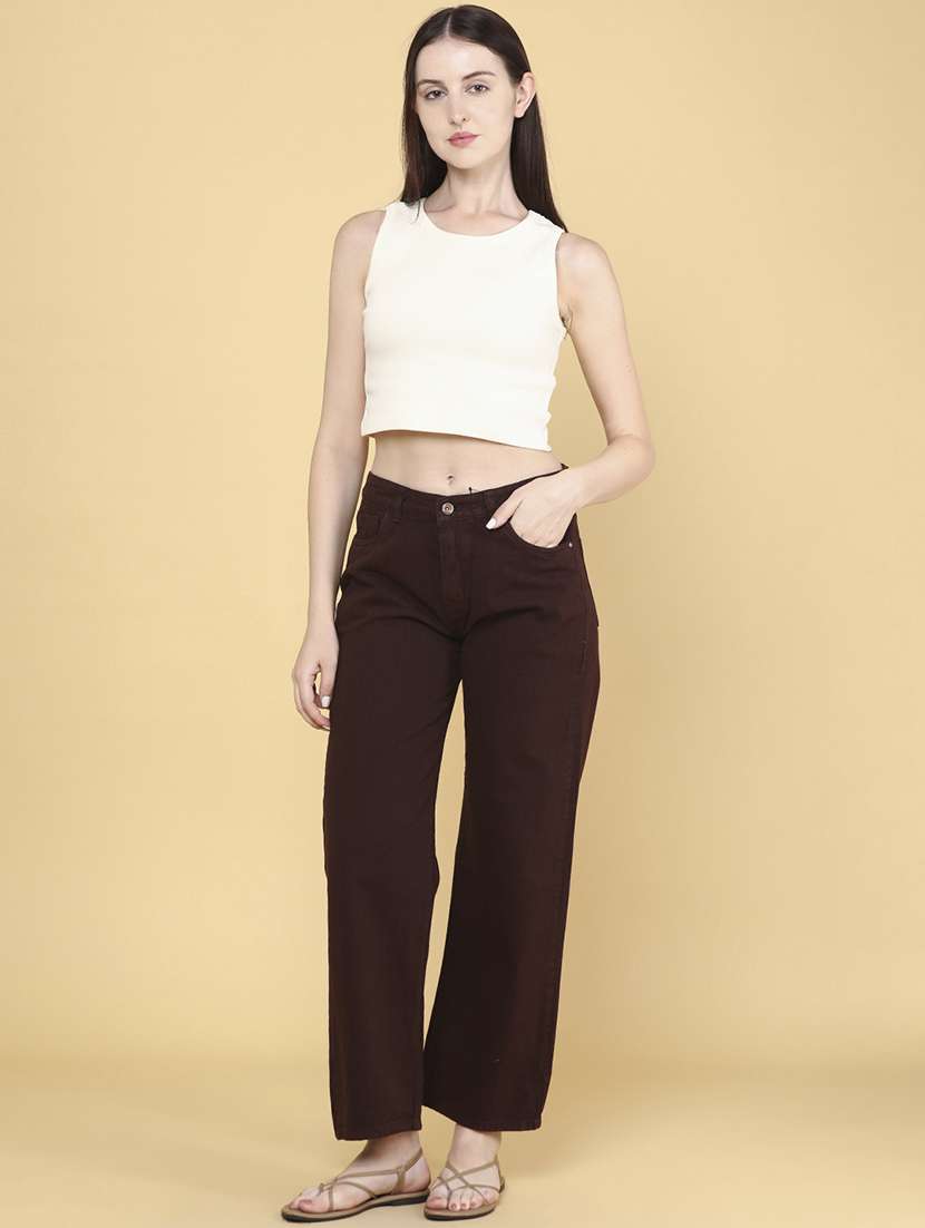 women brown cotton jean - 22284976 -  Standard Image - 4