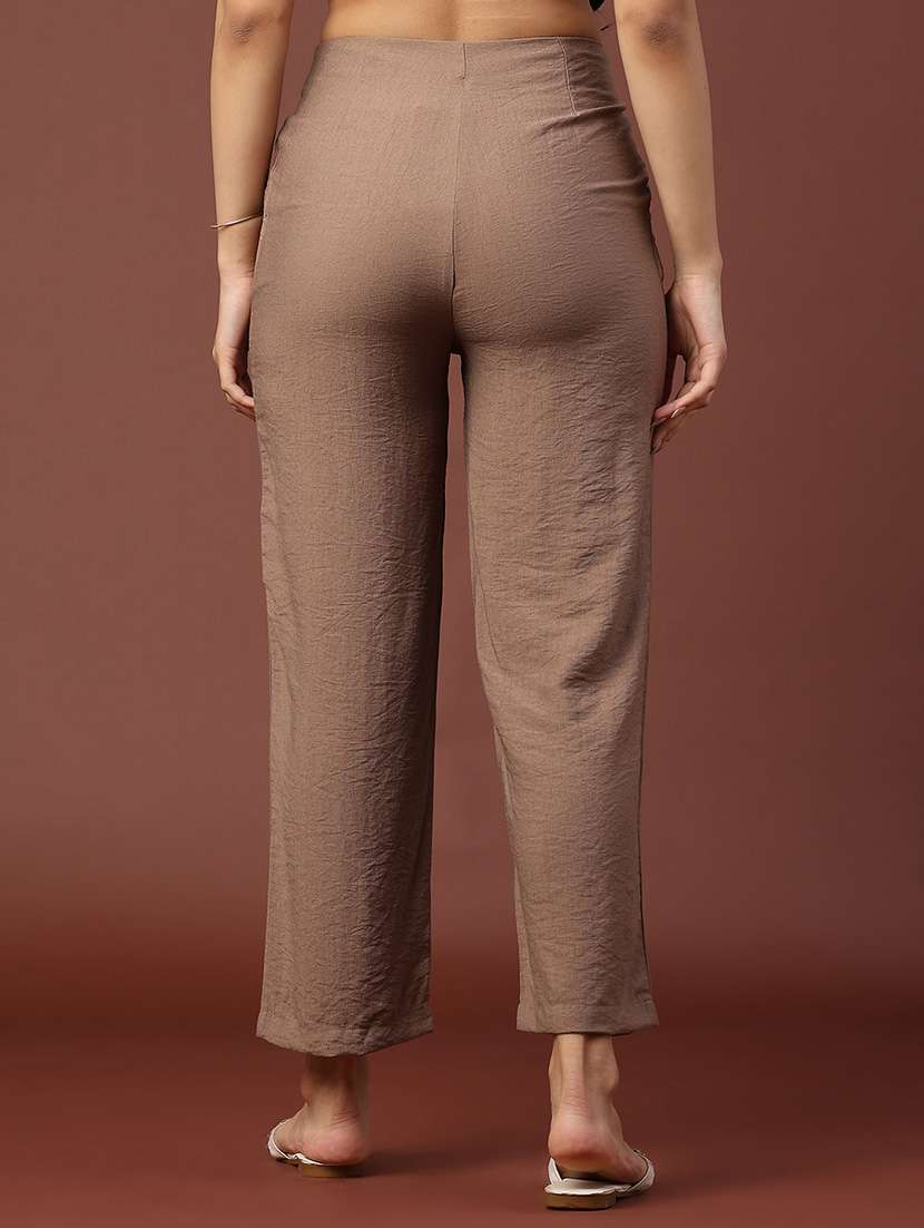 women solid mid rise straight trouser - 22285081 -  Standard Image - 4