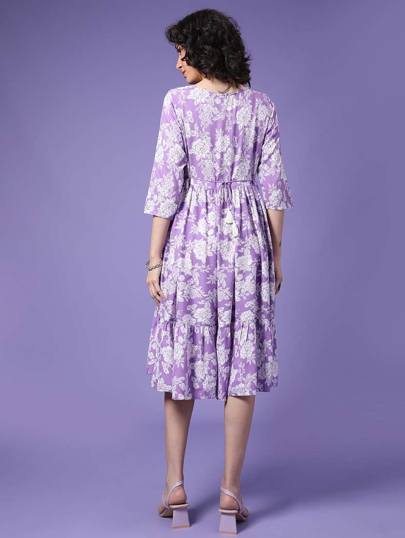 women floral print round neck tiered dress - 22285094 -  Standard Image - 4