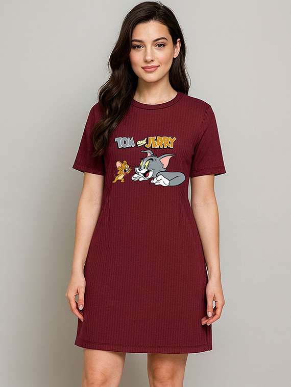 women printed short sleeve t-shirt dress - 22285114 -  Standard Image - 1