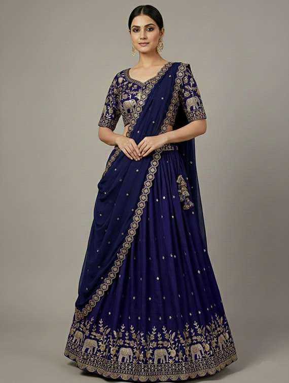 women solid with work semi stitched flared lehenga