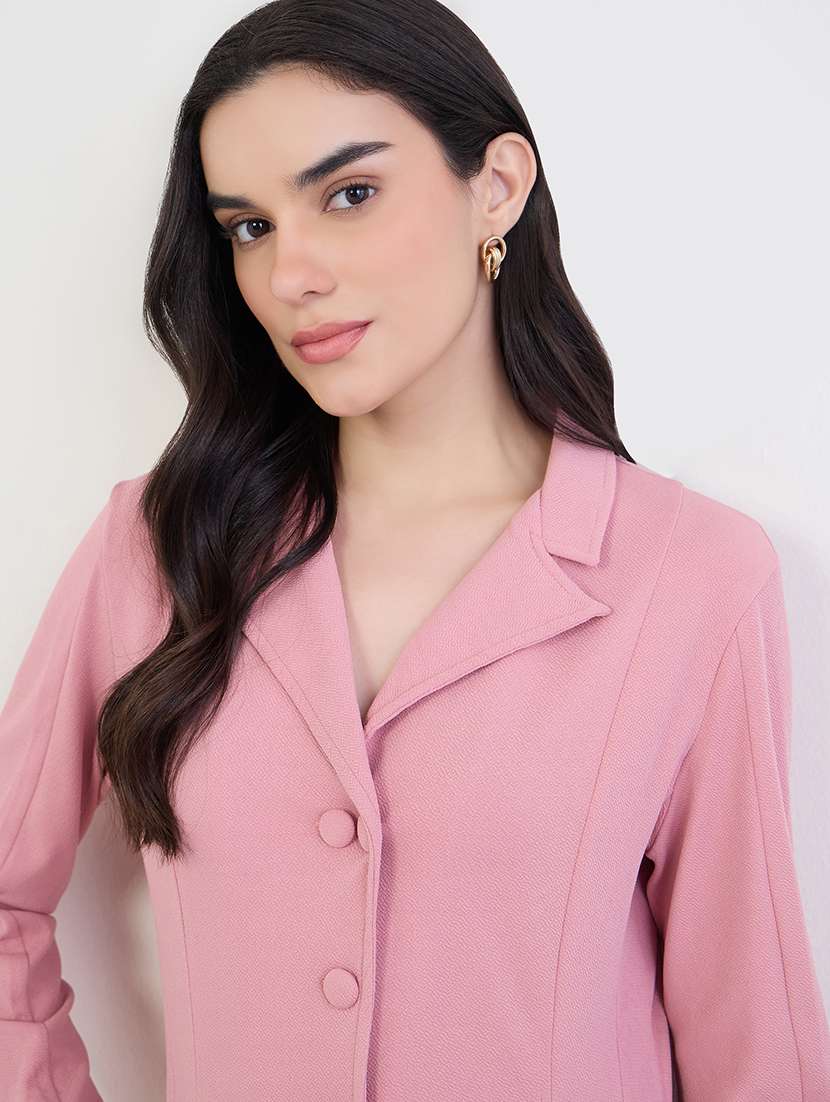 women solid long sleeve a-line dress - 22285404 -  Standard Image - 4