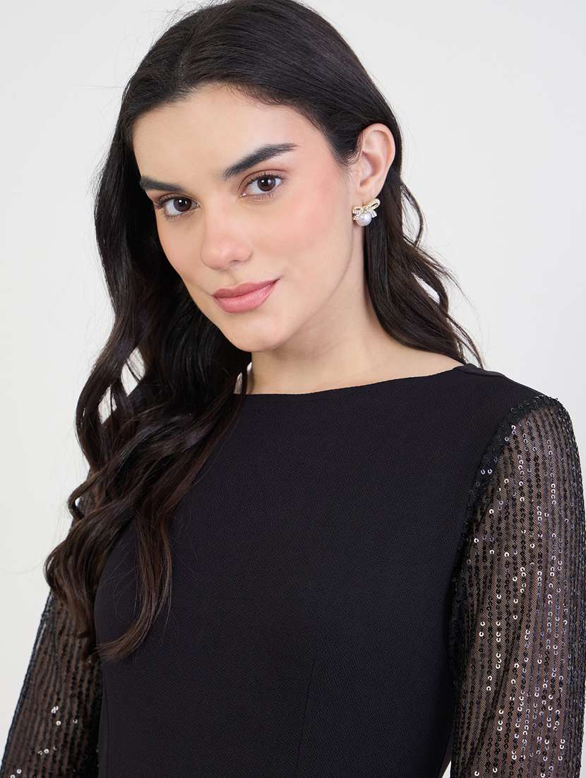 women solid long sleeve a-line dress - 22285406 -  Standard Image - 4