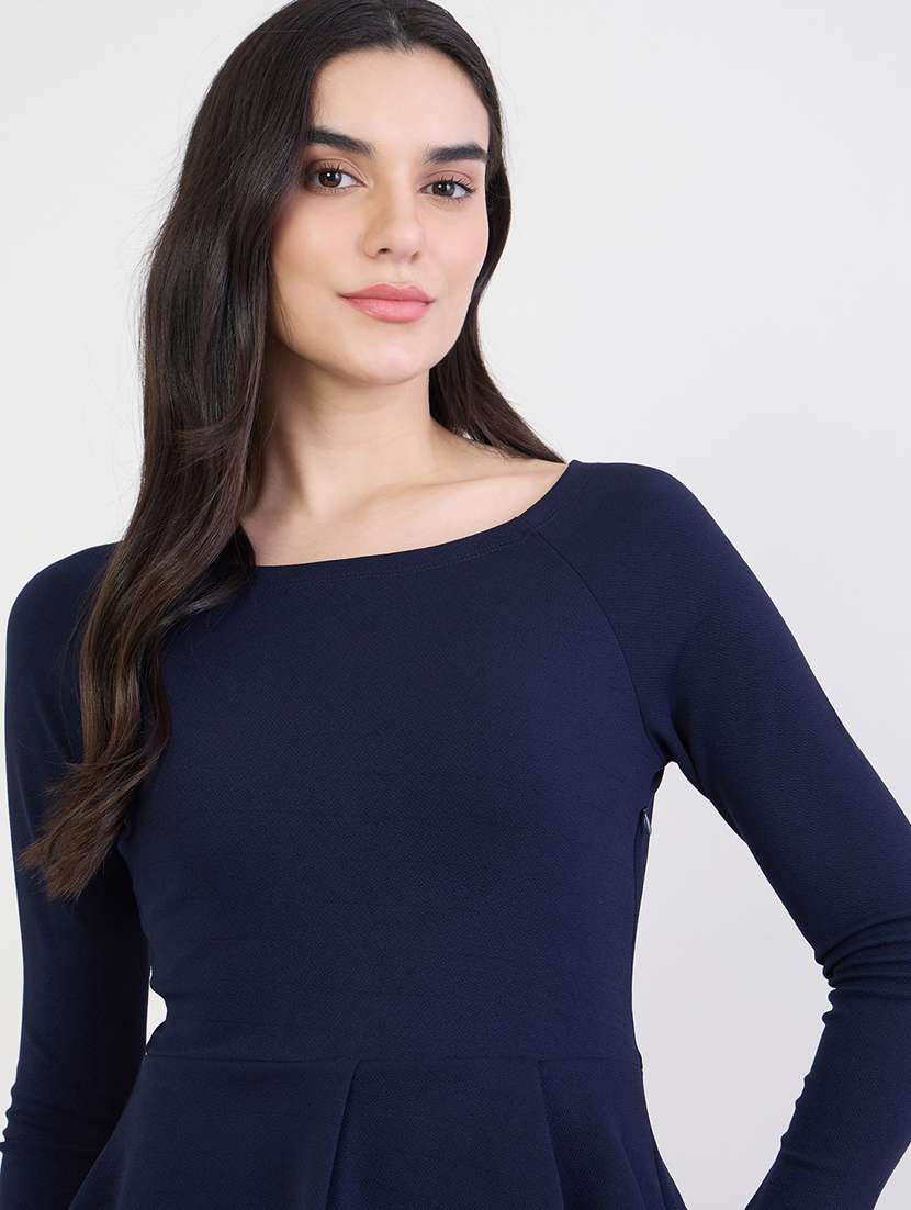 women solid long sleeve peplum dress - 22285419 -  Standard Image - 4
