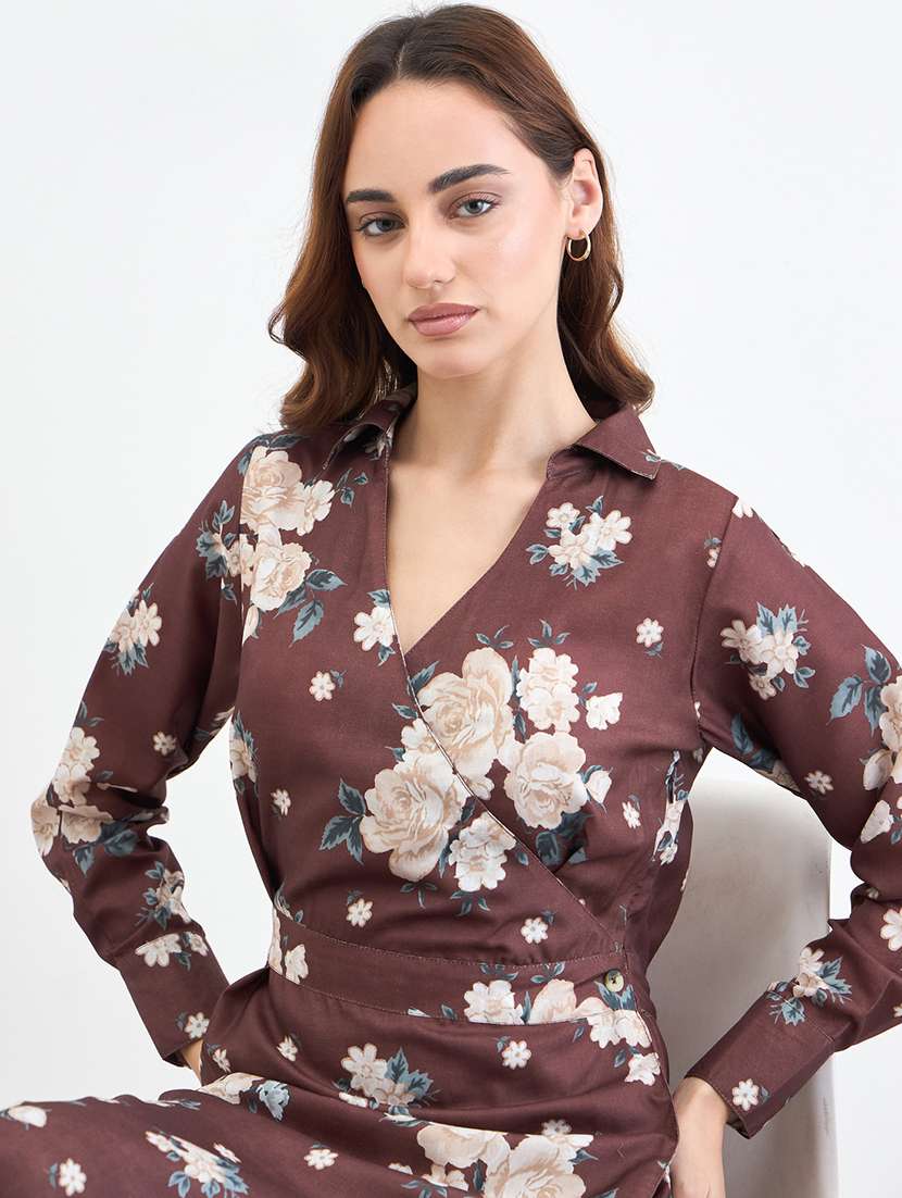 women floral print long sleeve a-line dress - 22285427 -  Standard Image - 4