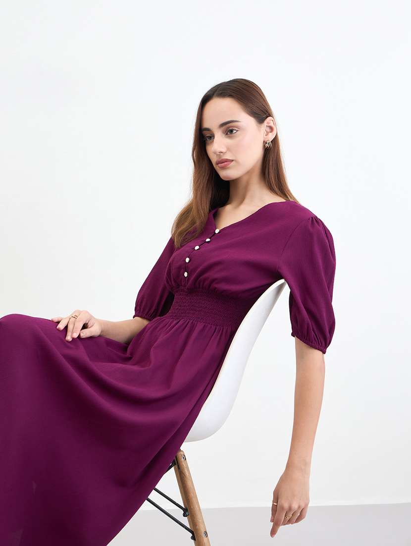 women soldi puff sleeve fit & flare dress - 22285450 -  Standard Image - 1