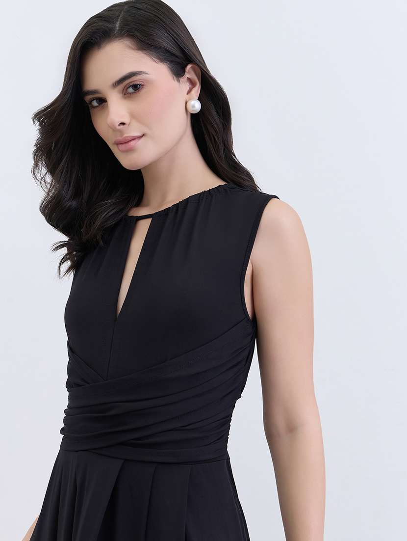 women solid sleeveless a-line dress - 22285465 -  Standard Image - 4