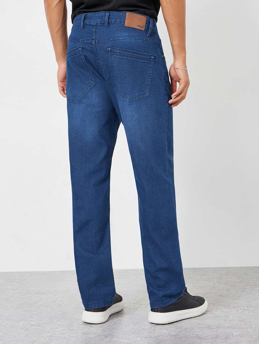 men plain mid rise full length relaxed fit jeans - 22285483 -  Standard Image - 1