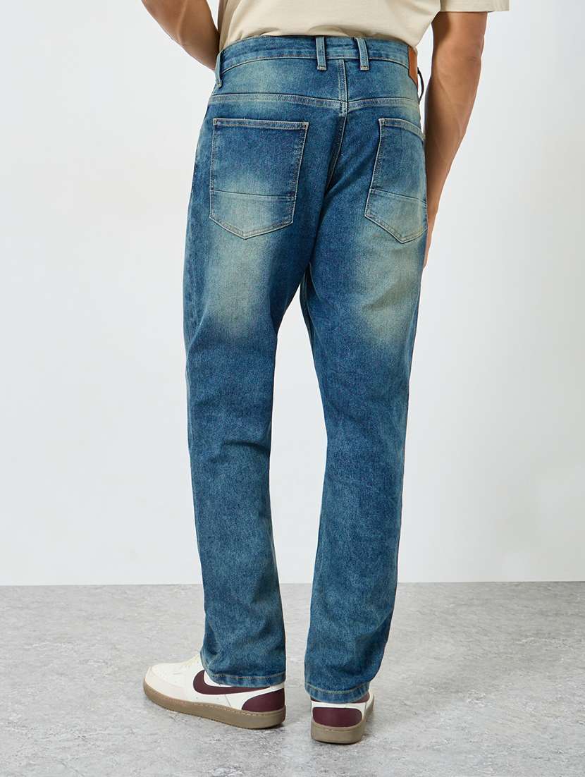 men washed mid rise full length relaxed fit jeans - 22285484 -  Standard Image - 1