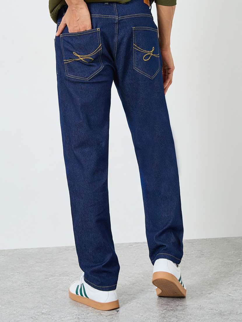 men plain mid rise full length straight fit jeans - 22285489 -  Standard Image - 1