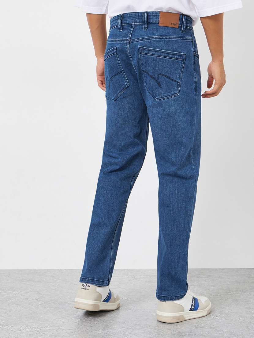 men plain mid rise full length straight fit jeans - 22285490 -  Standard Image - 1