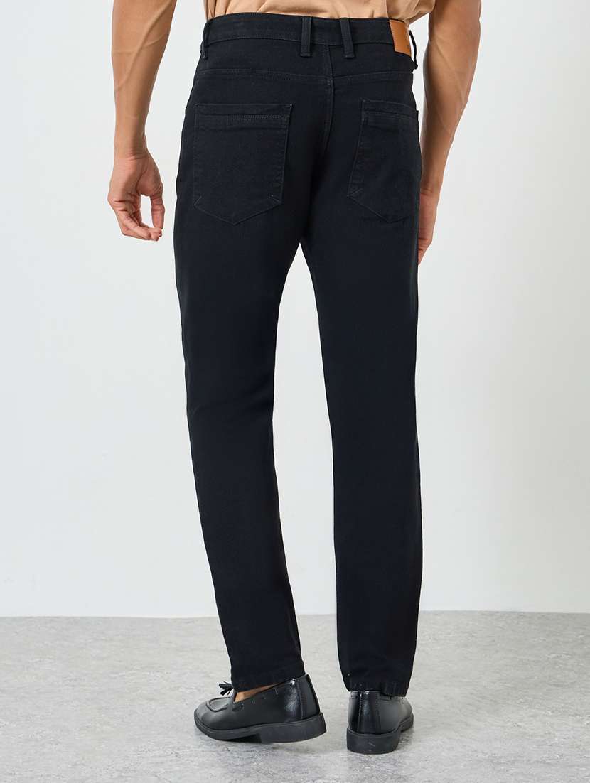 men plain mid rise full length slim fit jeans - 22285492 -  Standard Image - 1