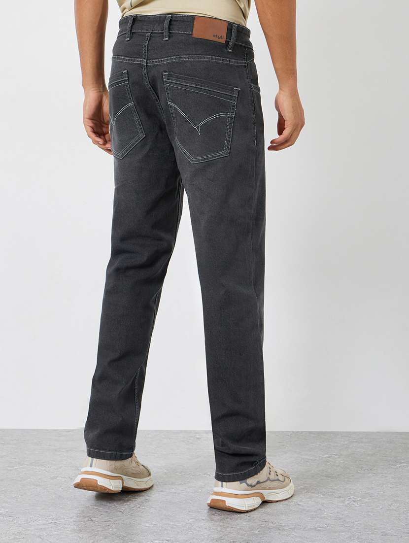 men plain mid rise full length straight fit jeans - 22285493 -  Standard Image - 1