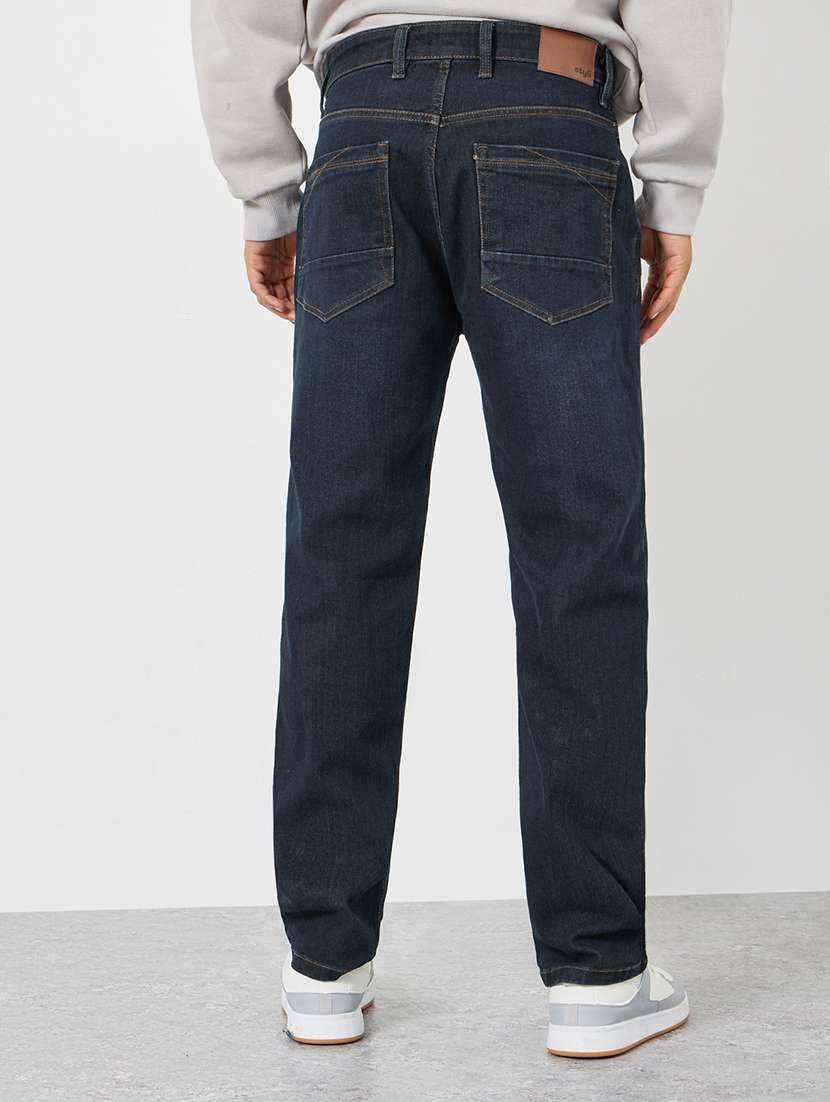 men washed mid rise full length straight fit jeans - 22285496 -  Standard Image - 1