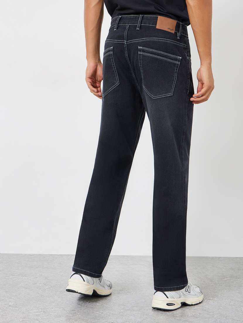 men washed mid rise full length straight fit jeans - 22285497 -  Standard Image - 1