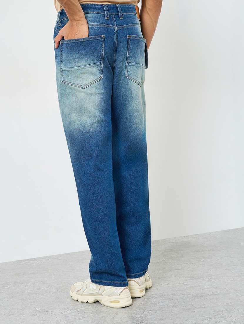 men washed mid rise full length straight fit jeans - 22285498 -  Standard Image - 1