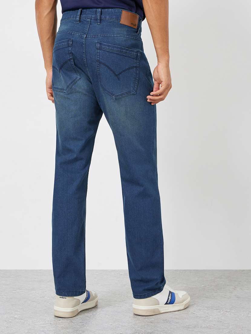 men washed mid rise full length straight fit jeans - 22285499 -  Standard Image - 1