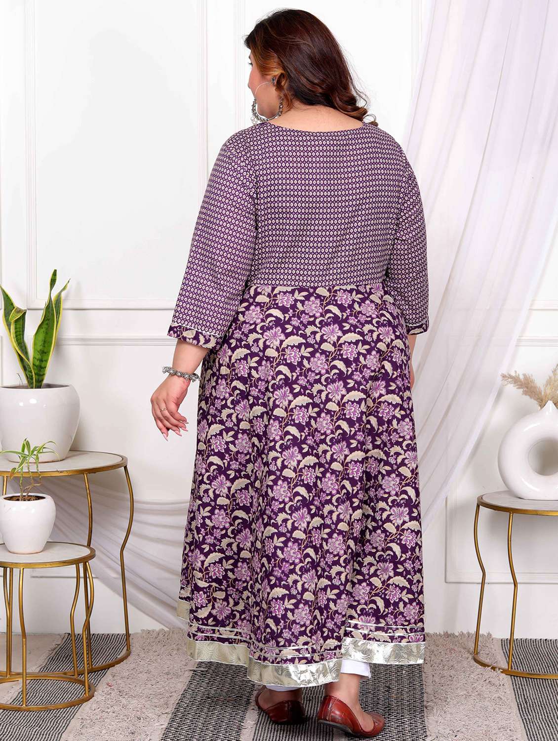 women printed three quarter sleeve anarkali kurta - 22285524 -  Standard Image - 1