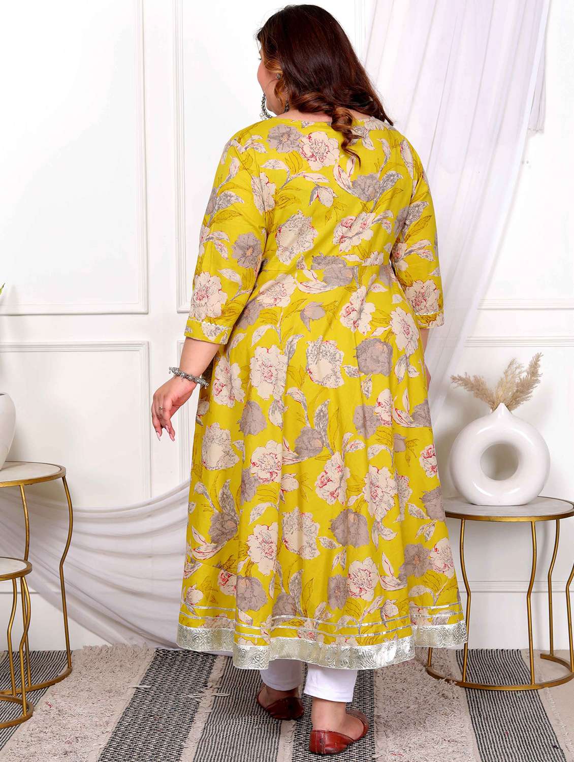 women printed three quarter sleeve anarkali kurta - 22285526 -  Standard Image - 1