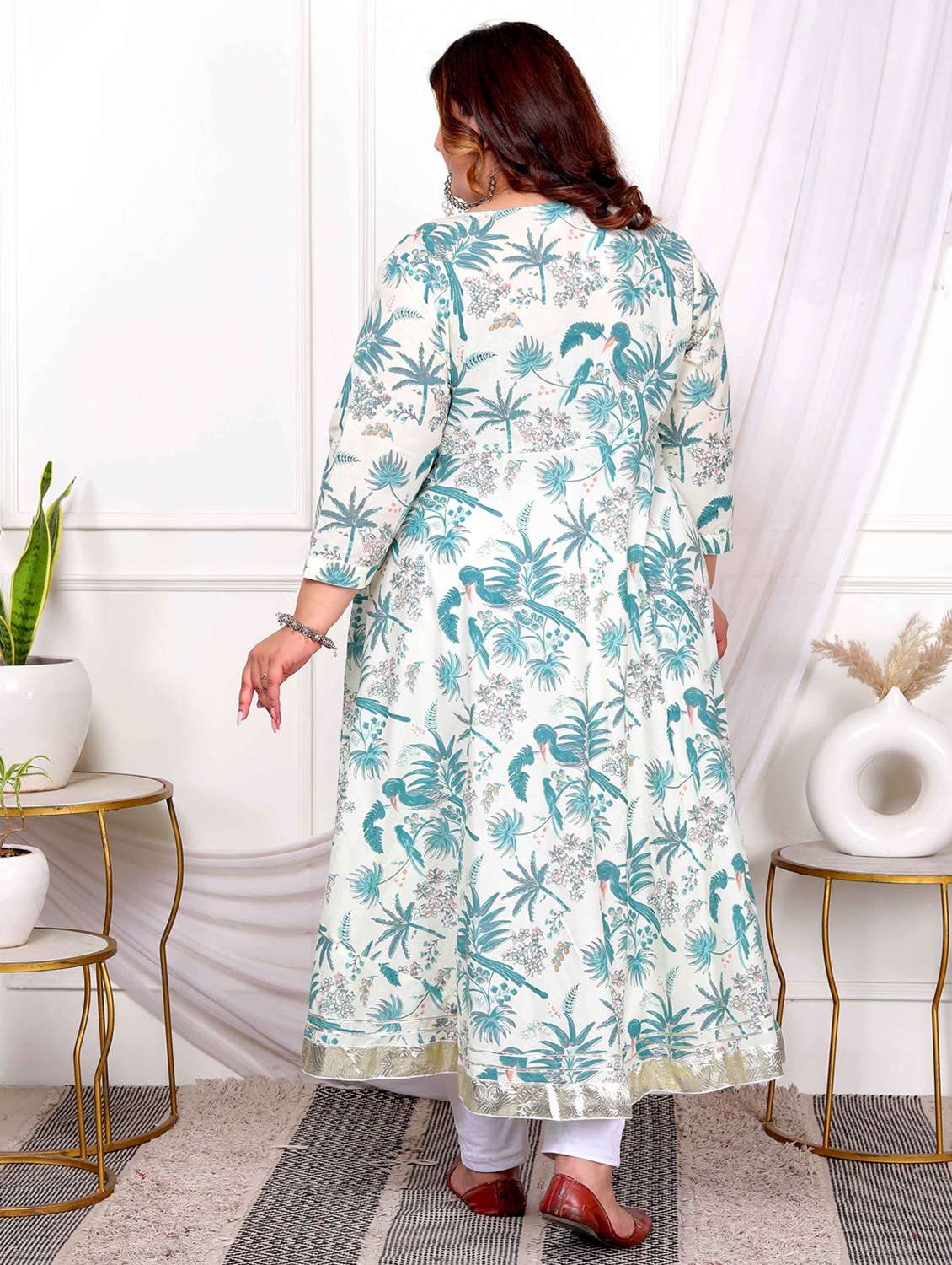women printed three quarter sleeve anarkali kurta - 22285527 -  Standard Image - 1