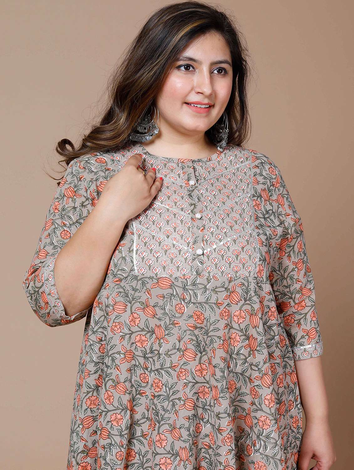 women printed three quarter sleeve anarkali kurta - 22285529 -  Standard Image - 4