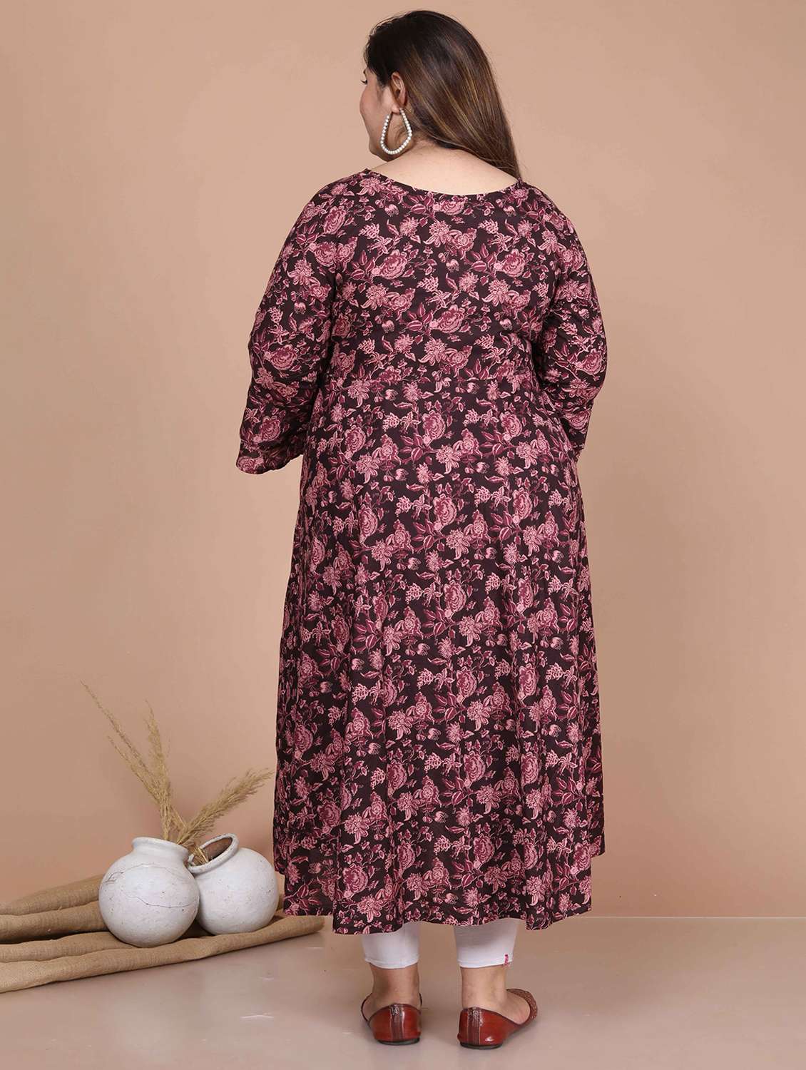 women printed three quarter sleeve anarkali kurta - 22285531 -  Standard Image - 4