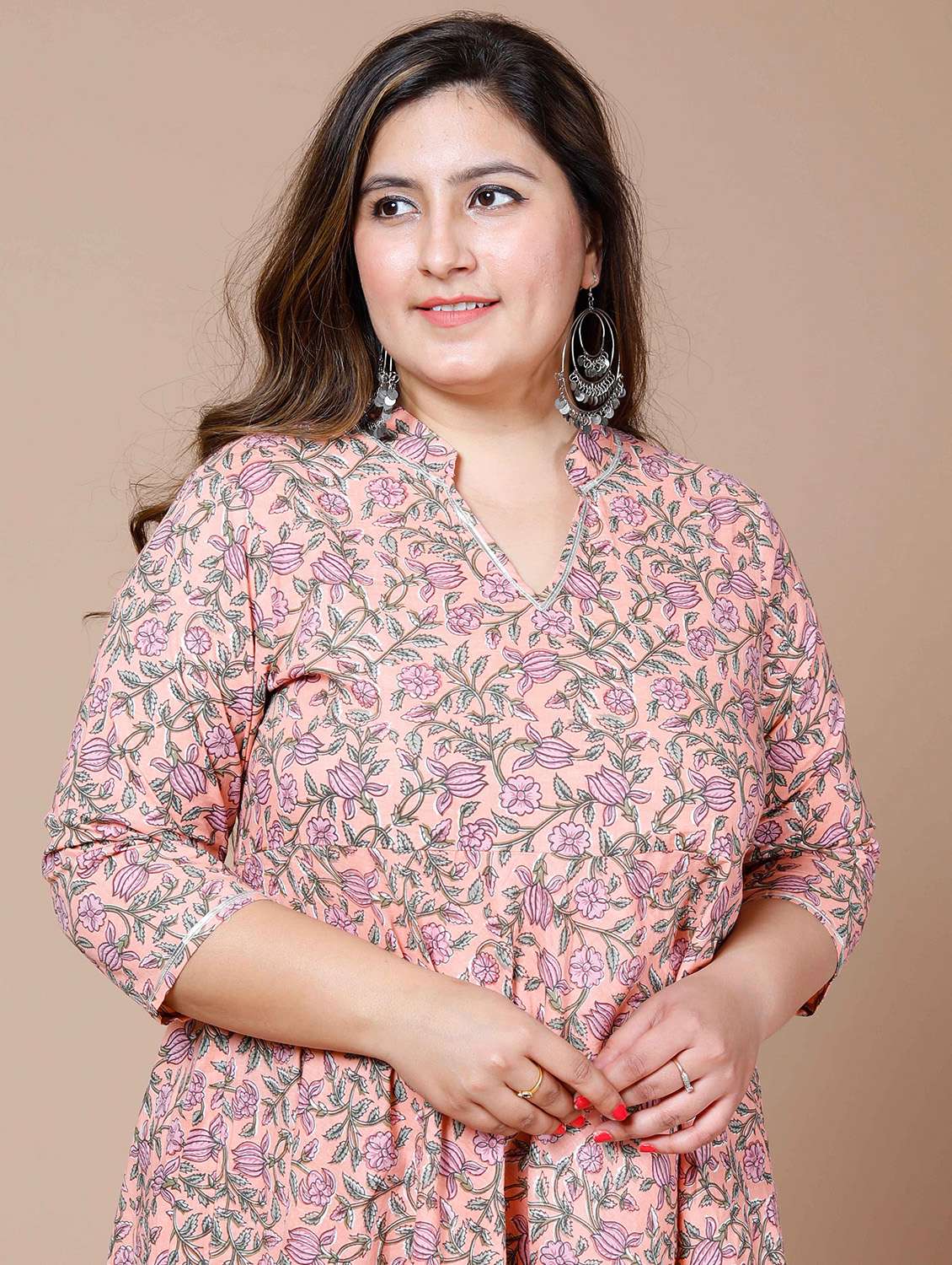 women printed three quarter sleeve anarkali kurta - 22285532 -  Standard Image - 4