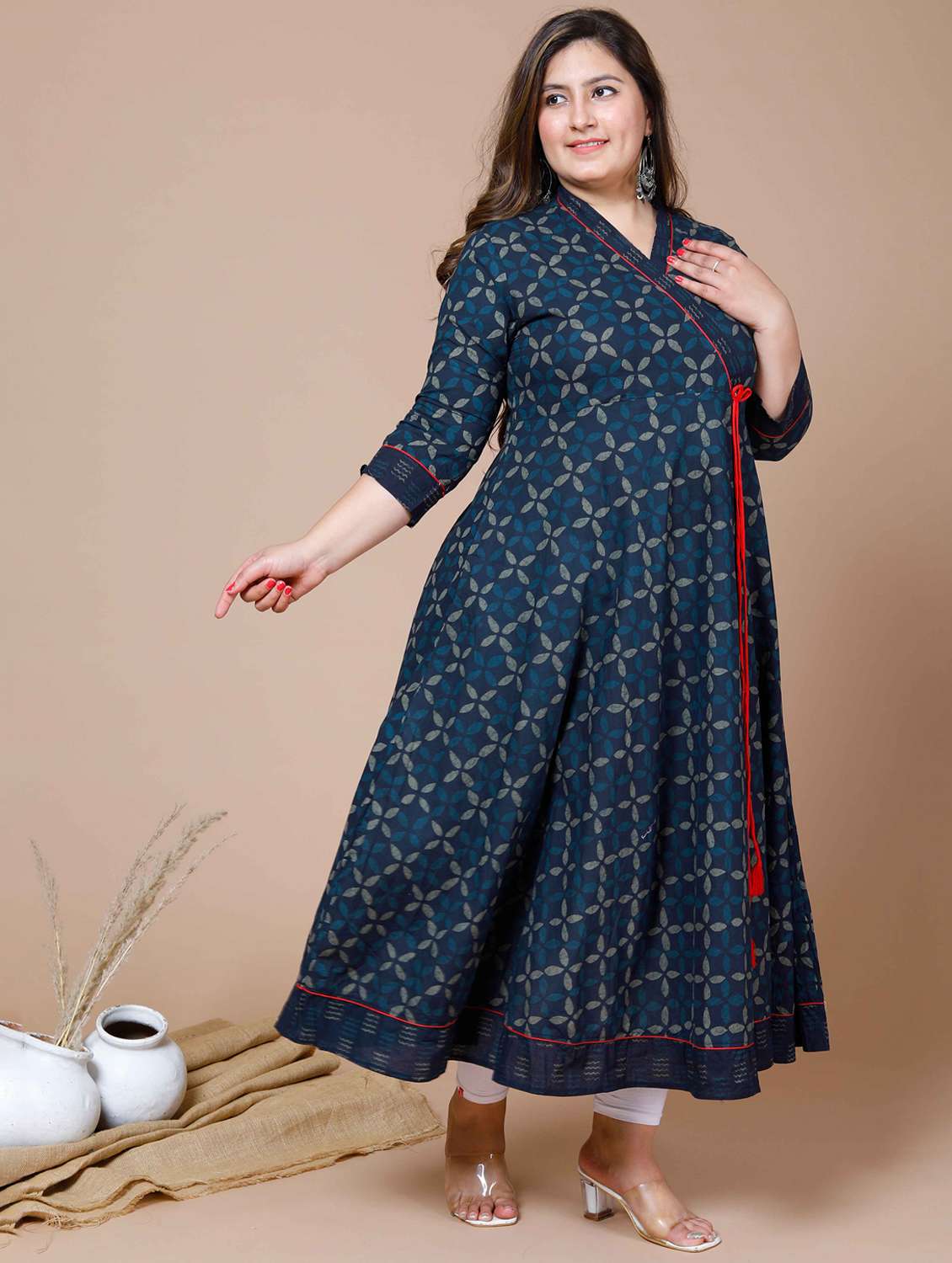 women printed three quarter sleeve kurta - 22285533 -  Standard Image - 1