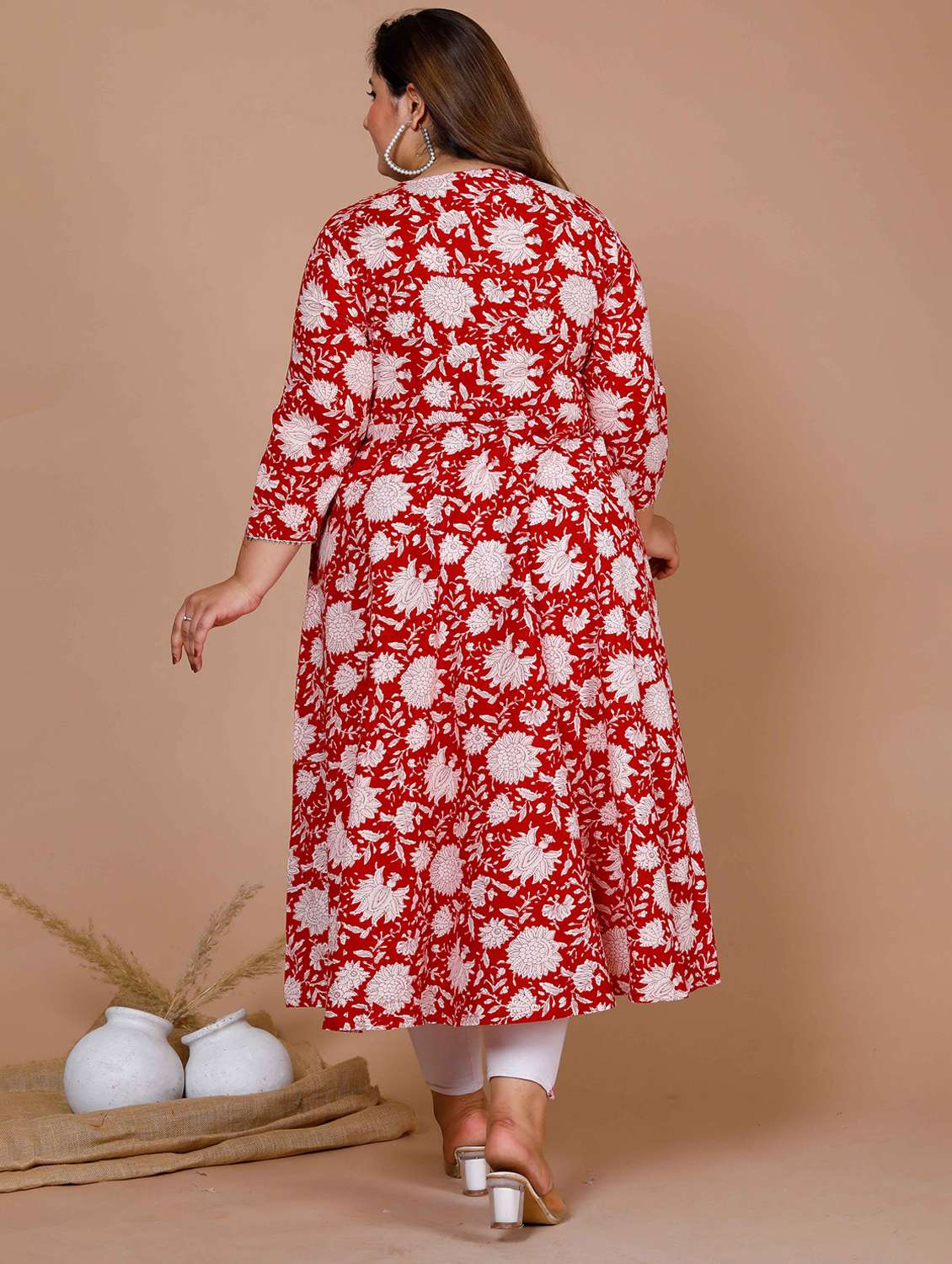 women printed three quarter sleeve anarkali kurta - 22285539 -  Standard Image - 4